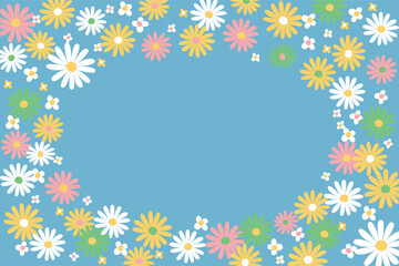 Obraz premium flat spring greeting card background with daisys.