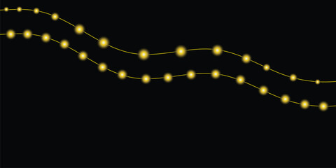 Yellow string lights on a dark background