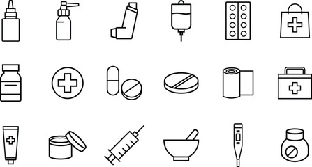 Medical and pharmaceutical icons set