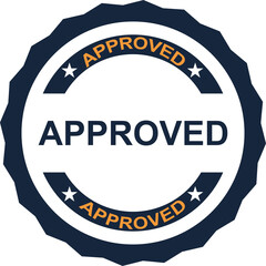 A circular stamp with the word approved written in the center and surrounded by a border.