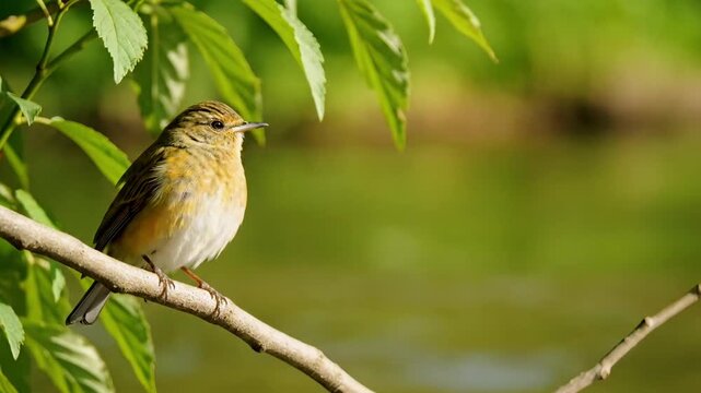 Minimal small bird in natural environment horizontal stock footage with copy space