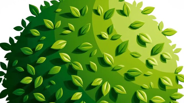 A vibrant, abstract illustration of a lush, round bush adorned with numerous stylized green leaves
