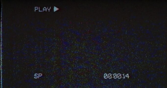 vhs glitch noise background realistic flickering, analog vintage TV signal with bad interference, static noise background