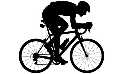 Fototapeta premium cyclist riding bicycle in aerodynamic position with helmet and water bottle on transparent background