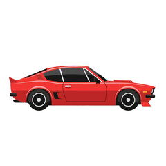 Fototapeta premium Red vintage sports car side view, classic automobile, retro vehicle on white background