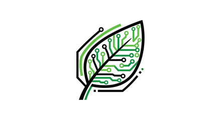 Obraz premium Innovative Fusion of Eco-Consciousness and Technology in a Unique Leaf Circuit Design