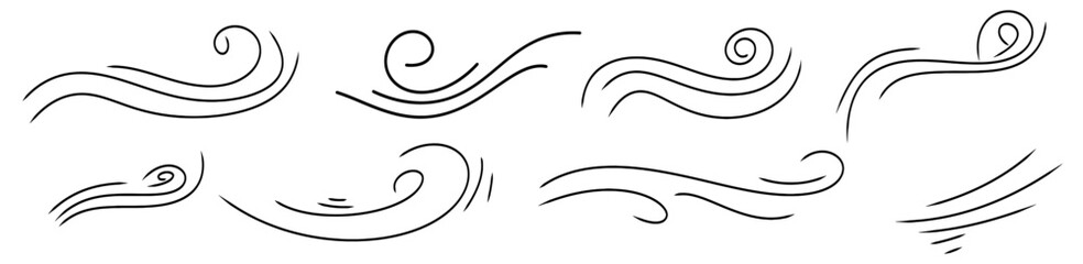 Hand drawn abstract wave swirls and curls seamless pattern vector illustration