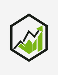 Hexagon Growth Chart Symbolizing Financial Progress And Investment Success Vector Illustration