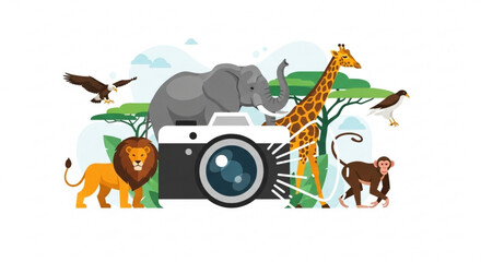 Wildlife safari camera jungle animals illustration © Nadeem