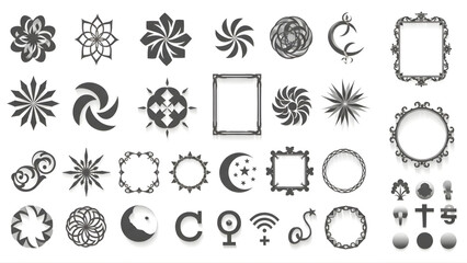 Collection of ornate frames and decorative elements