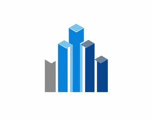 Fototapeta premium Isometric Column Chart Displaying Growth Dynamics Over Time And Progress Analysis