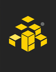 Obraz premium Isometric Golden Cube Design Illustrating Modern Finance and Technology