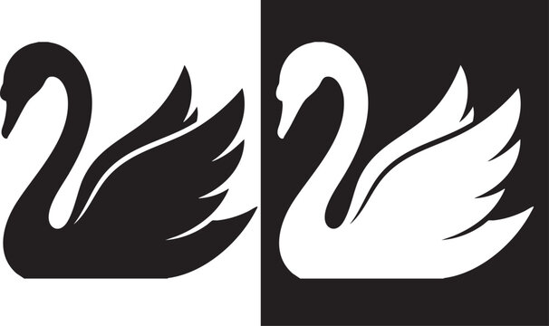 Elegant Swan Silhouette Logo Vector - Minimalist Bird Icon for Luxury Branding, Beauty, and Wedding Design