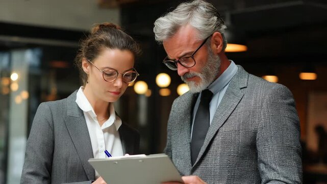 Business Colleagues Reviewing Documents Corporate Meeting and Professional Teamwork Concept