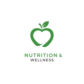 Apple heart shape logo for nutrition and wellness brand