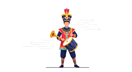 Fototapeta premium Festive Marching Band Musician Playing Trumpet and Drum