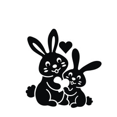 Obraz premium Charming Bunny Love Icon – Cute Animal Vector Artwork
