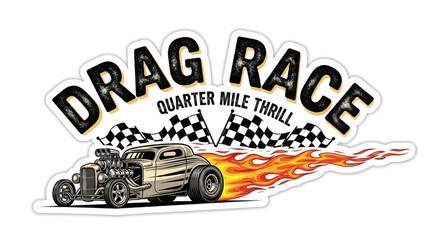 Drag Racing Car with Flames. © hadian