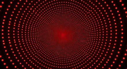Tunnel of glowing red dots creating a hypnotic vortex effect on a dark background, abstract digital art
