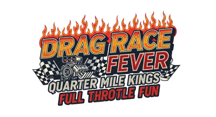 Drag Racing Logo with Flames. © hadian