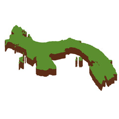 3D Green Map of the panama with transparent image for travel book, poster, business,	