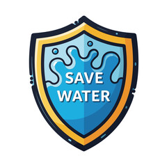 Save Water Shield Icon Design.