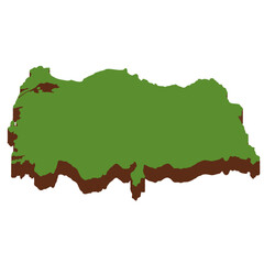 3D Green Map of the turkey with transparent image for travel book, poster, business,	