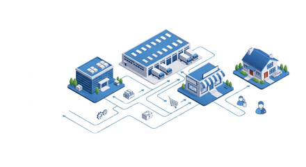 Obraz premium Business supply chain logistics, transportation and delivery network illustration