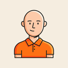 Cartoon Man Illustration Orange Shirt.
