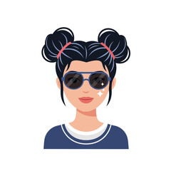 Cartoon Woman Wearing Sunglasses Portrait.