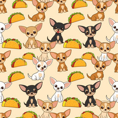Chihuahua Dogs and Tacos Pattern.