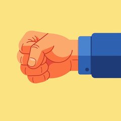 Clenched Fist Cartoon Hand Gesture.