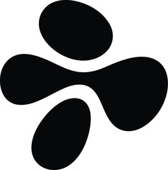 Obraz premium Abstract, four-lobed, smooth black shape represents a dynamic, modern corporate logo or brand mark.