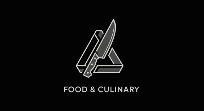Minimalist Culinary Design Concept Art Featuring Knife Symbol And Food Branding