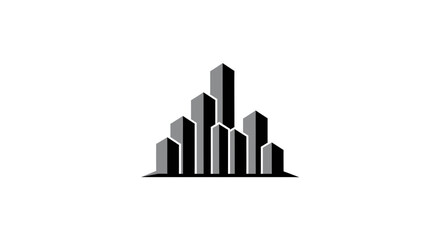 Fototapeta premium Minimalist Architecture Design: Modern Cityscape Illustration in Grayscale