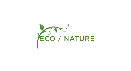 Obraz premium Minimalist Eco Nature Logo Depicting Plant Life and Natural Harmony On White