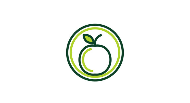 Minimalist Apple Logo Illustration: Fresh Fruit Symbol in Green Colors for Branding