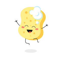 Funny cartoon sponge happy jumping