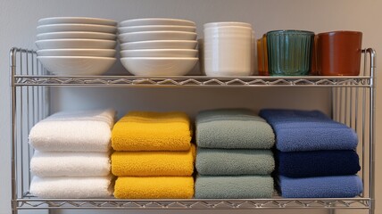 整理された棚と鮮やかなミニマリストの美学を備えた清潔な東京のアパート