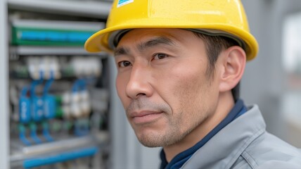 明るいコントラストと彩度の高い色彩の日本のプロの食器洗い機修理技術者