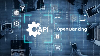 Open Banking Concept with API Integration and Digital Connectivity, Symbolizing Innovation in Financial Technology on a Modern Background Gluon.