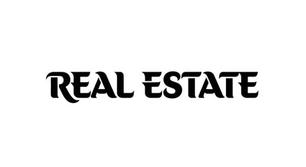 Real Estate Text Logo Design on White Background.