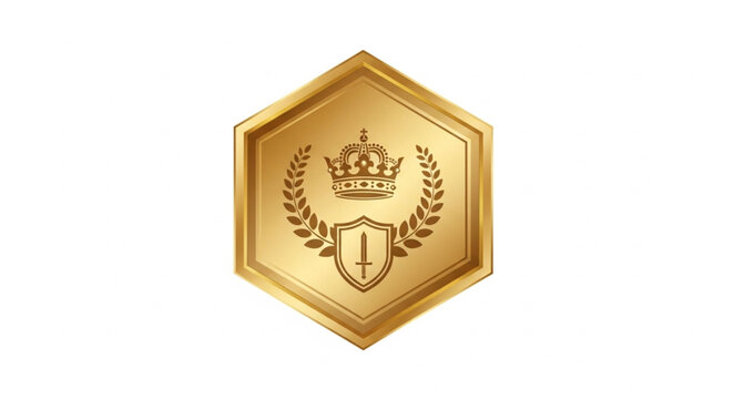 Gold Badge with Crown Shield Emblem.