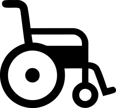 Manual wheelchair icon for patient mobility, healthcare disability and medical handicap symbol vector illustration.