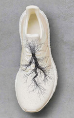 Athletes foot. Shoe hygiene Imaginative portrayal of ecofriendly footwear highlighting natural patterns and textured