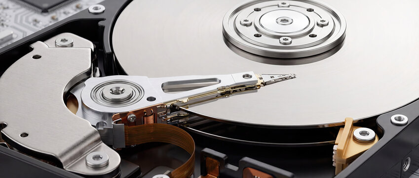 Hard Disk Drive Internal Mechanism With Rotating Platter