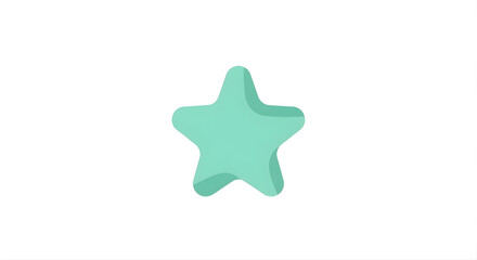 Obraz premium A single mint green star with a subtle shadow against a pure white background, symbolizing achievement or a favorite item