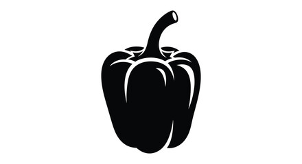 A striking black and white silhouette depicts a bell pepper showcasing its distinct shape and textured surface high quality professional © AL-AMIN