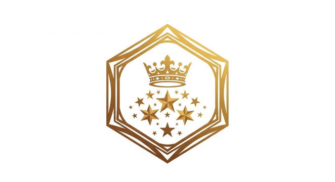 Gold Hexagon Badge with Crown Stars.