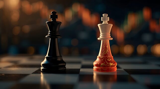 Dramatic Chess Endgame with Black and White Kings